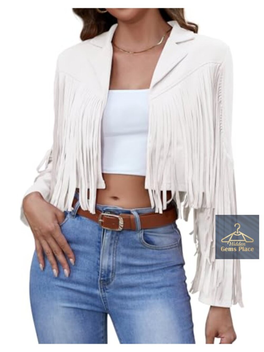 Faux Leather Fringe Cropped Motorcycle Jacket Suede Tassel Western Coat